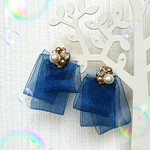 【ラスト】2wayビジューとリボンのバックキャッチピアス