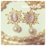 ストーン♡コットンパール♡イヤリングピアス