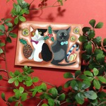 原画◉2匹の猫（黒猫、三毛猫）のイラストno.20◉クリスマス◉絵画◉絵◉アート