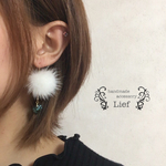送料無料☆ふわふわファーのハートスワロピアス/イヤリング