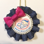 ピンクリボンのデニムマタニティロゼット