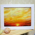 油絵　『夕焼け』no4　額付き