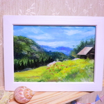 油絵　『野辺の花』　額付き