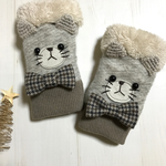 森の動物たち♡ハンドウォーマー(ねこちゃんリボン）