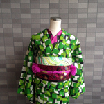 ウール着物 色紙重ね