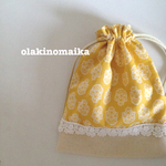 北欧風♡花柄レースの大人きんちゃく