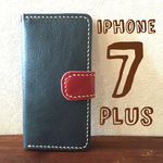 iPhone7Plus・8Plus【ネイビー】本革手帳型二つ折りケース