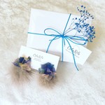 <ラッピング無料> 小さいファーの耳飾り(モカ×可憐フラワー)