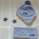 SALE★(S：～52cm)フライングキャップ・ネックウォーマーセット　ブルードット★送料無料