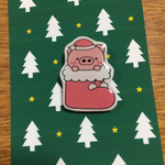 クリスマスぶたさんピンバッジ☆送料無料