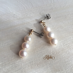 選べる金具✴︎美珠3ピアス、イヤリング