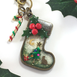 クリスマスブーツとひいらぎのバックチャーム(クリスマスツリー)