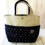 ＜冬物ＳＡＬＥ＞ｶﾗｰ帆布のﾐﾆﾄｰﾄ（ﾍﾞｰｼﾞｭ ×紺ウール）