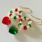 スワロフスキー✨ハート♥とクリスマスリースのようなピアス💖