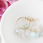【￥300】フローライト＆ローズクォーツ・ノンホールピアス