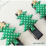 再販☆星が輝くクリスマスツリーのヘアクリップ