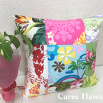 ハワイアンプリントでパッチワークのクッションカバー