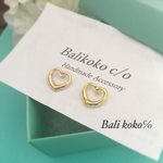 ぷっくりゴールドオープンハートピアス
