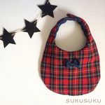 ＊Xmas＊タータンチェックの８重ガーゼスタイ(リボン付き/リボンなし選べます)再販３