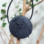 ミナペルホネン*くるみボタンゴム*黒刺繍