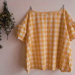 CHECK ブラウス　*レモン*　size FREE