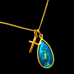 イタリア製 無原罪のマリア しずく型 メダイ チャーム ネックレス 