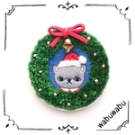 クリスマスブローチ『にゃんこリース』
