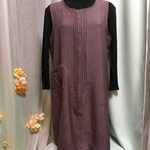 小豆色のチュニック丈のジャンバースカート