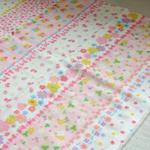 Wガーゼ*30ｃｍ　フラワーストライプ　ピンク 
