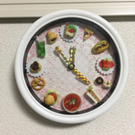 ミニチュアフードのデコ時計   パンと洋食