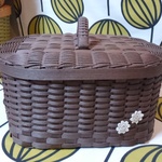オーバル収納バスケット(L) ライトチョコ