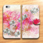 【受注生産】桜風と犬《手帳型スマホケース》