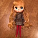 リカちゃん ネオブライス ワンピース&靴下 茶✖︎赤