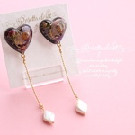 Gem heart 'PRAY' black ピアス&イヤリング R106 
