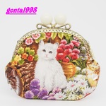 （まだむ　Cats）気持ち華やぐがま口ポーチ(中)(口金12.5センチ)