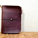 ほぼ日手帳カバー オイルレザーと真鍮玉の手帳カバー バーガンディ 革