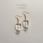 「氷-ko o ri②」vintage beads×水晶 ピアス/イヤリング