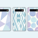 【ポータブル 充電器 文字入れ♪】 モバイルバッテリー パステル系 ブルー 3種 三角・ネイティブ・ドット