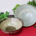 中鉢2点セット（白刷毛）グレーと茶　M-11.12