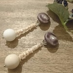 Bonheur vintage 一点のみ 薄いピンクの貝殻イヤリング