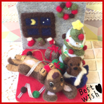 からまり ダックス ☆クリスマス 羊毛フェルト