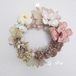 ＜値下げ品＞Noel ノエル　～白いポインセチアと薔薇のクリスマスリース～