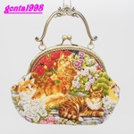 （まだむ　Cats）気持ち華やぐがま口バッグ（大）（口金16.5センチ））