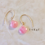 14kgf ピンクオパール一粒ピアス
