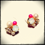 プチビジュー ピアス&イヤリング☆ネオンピンク