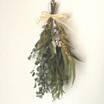 4種のユーカリとミモザのスワッグ 〜 Antique green 〜 