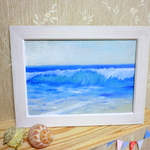 油絵　『波』　額付き