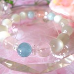 ☆幸せな結婚☆サムシングブルー☆宝石質☆ＡＡＡアクアマリン☆ＡＡＡモルガナイト☆ＡＡＡムーンストーン☆マダガスカルローズ♪