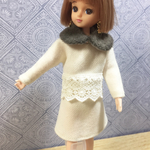ボアの変えエリ付きウールセットアップリカちゃんサイズ