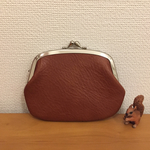 本革ぺたんこ仕切りがま小銭入れ（ミルクチョコ色レザー）
